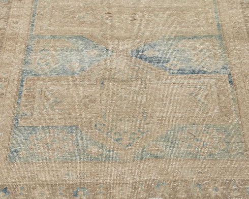 11 Ft Vintage Brown Persian Style Hand Knotted Distressed Low Pile Wool Runner Rug